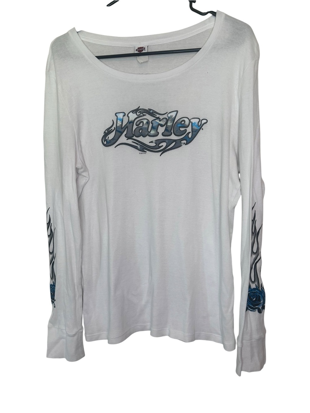 Harley-Davidson Graphic Long Sleeve Tee - White and blue